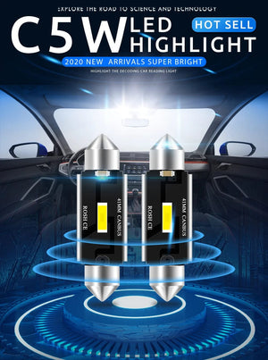 Planet Gates 2PCS Festoon 31mm 36mm 39mm 41mm C5W C10W Super Bright CSP LED Bulbs Car Dome Light Canbus No Error Auto Interior Reading Lamp