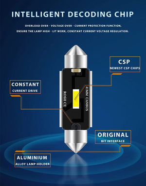 Planet Gates 2PCS Festoon 31mm 36mm 39mm 41mm C5W C10W Super Bright CSP LED Bulbs Car Dome Light Canbus No Error Auto Interior Reading Lamp