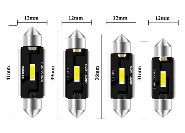 Planet Gates 2PCS Festoon 31mm 36mm 39mm 41mm C5W C10W Super Bright CSP LED Bulbs Car Dome Light Canbus No Error Auto Interior Reading Lamp