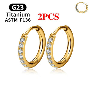 Planet Gates 2PCS Gold Color / CHINA / 2X12MM 2/20PCS G23 Titanium Earring Hoop CZ Hinged Segment Round Nose Ring for Women Ear Tragus Cartilage Helix Daith Piercing Jewelry