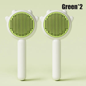 Planet Gates 2pcs Green Pet Grooming Needle Brush Magic Massage Comb Hair Remover Pets General Supplies with Pet Nail Clippers For Cat Dog Cleaning Care