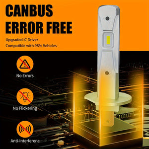 Planet Gates 2pcs-H1 AILEO 2pcs H1 LED Fog Light Bulbs Mini Size Design Wireless For Car Led Lights 16pcs CSP 7035 Chips 12000LM 6000K White