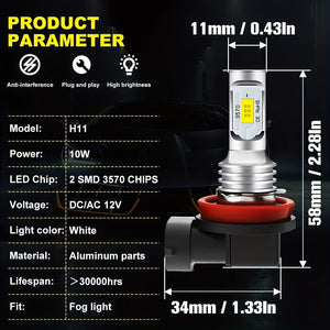 Planet Gates 2pcs H7 H4 H11 H8 9005 9006 H10 9145 3570 CSP LED Car Motorcycle Truck Fog Driving Light Bulbs 6000K White Day Time Running Lights DRL Lamp 12V