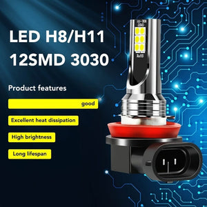 Planet Gates 2pcs H8 H11 Car LED Fog Light Bulbs 6000K White Fog Lamps H4/H7/H1/9005/HB3/9006/HB4 Car Lights