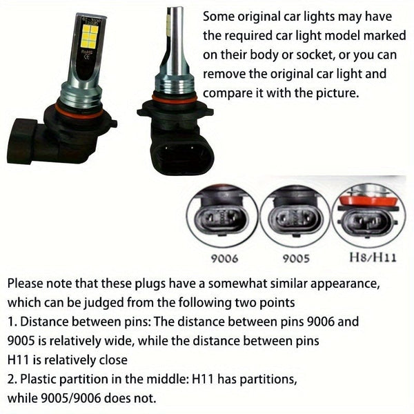 Planet Gates 2pcs H8 H11 Car LED Fog Light Bulbs 6000K White Fog Lamps H4/H7/H1/9005/HB3/9006/HB4 Car Lights