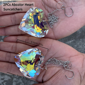 Planet Gates 2pcs Heart Crystal Suncatchers, Rainbow Maker For Window, Hanging Sun Catchers With Glass Prism For Balcony, Kitchen, Garden