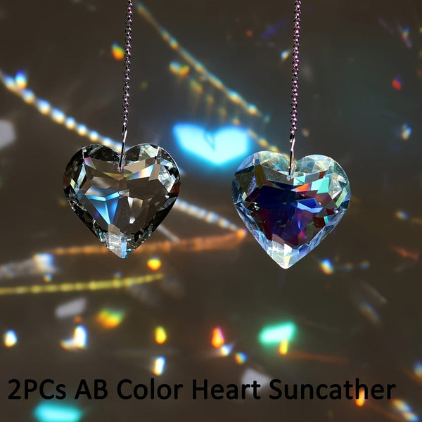 Planet Gates 2pcs Heart Crystal Suncatchers, Rainbow Maker For Window, Hanging Sun Catchers With Glass Prism For Balcony, Kitchen, Garden