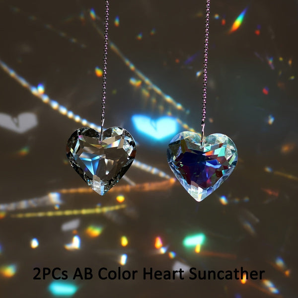 Planet Gates 2pcs Heart Crystal Suncatchers, Rainbow Maker For Window, Hanging Sun Catchers With Glass Prism For Balcony, Kitchen, Garden