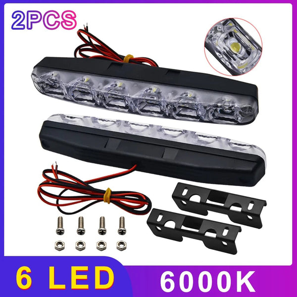 Planet Gates 2Pcs led 12v / 6000K Cold White 2Pcs led 12v for car running lights Waterproof led daytime running lights for car drl 6 Led headlights support car Fog lights