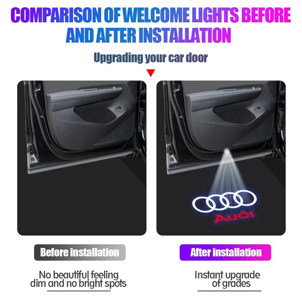Planet Gates 2Pcs Led Car Door Welcome Lights For Audi Sline S3 S5 TT A4 B7 B8 B9 A3 8P 8V 8L A5 A6 C6 C5 C7 A1 Q3 Q7 Q5 Logo Projector Lamp