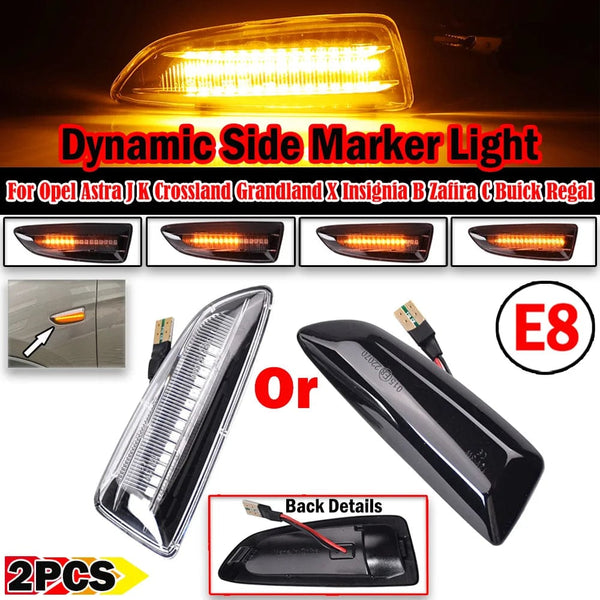 Planet Gates 2PCS Led Dynamic Side Marker Turn Signal Light Sequential Blinker For Opel Astra J Astra J K Zafira C Insignia B Grandland X