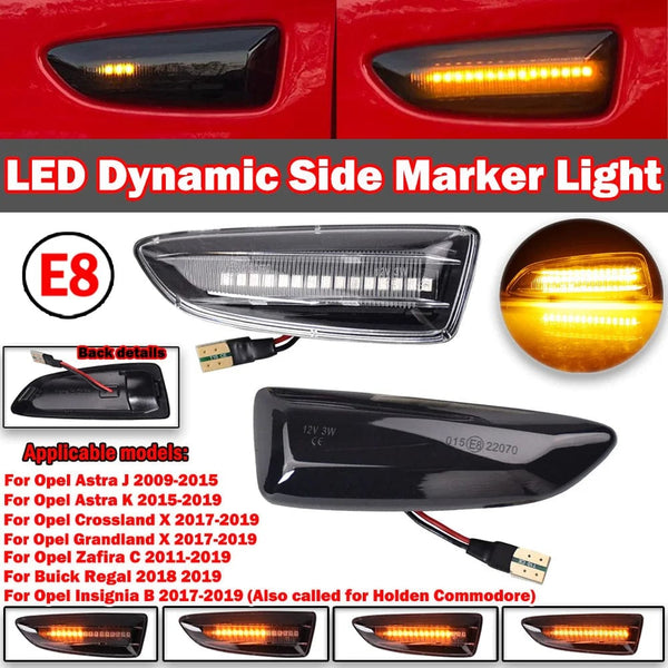 Planet Gates 2PCS Led Dynamic Side Marker Turn Signal Light Sequential Blinker For Opel Astra J Astra J K Zafira C Insignia B Grandland X