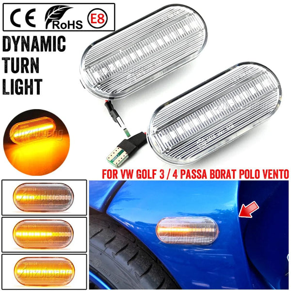 Planet Gates 2PCS Led Dynamic Side Marker Turn Signal Light Sequential Blinker Light For VW Golf 3 4 MK3 MK4 Passat 3BG Polo 6N 9N Bora Vento