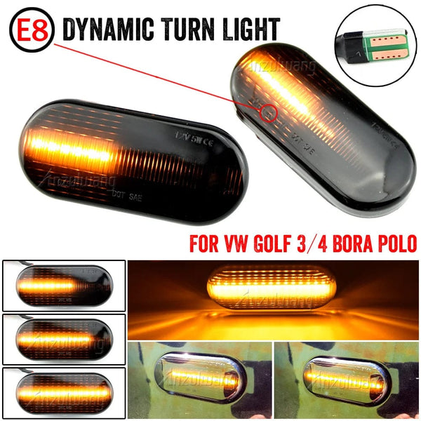 Planet Gates 2PCS Led Dynamic Side Marker Turn Signal Light Sequential Blinker Light For VW Golf 3 4 MK3 MK4 Passat 3BG Polo 6N 9N Bora Vento