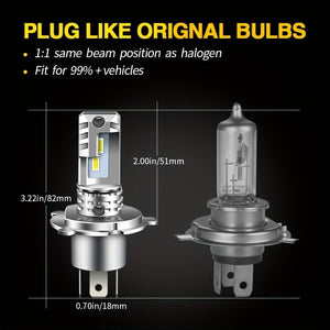 Planet Gates 2pcs Led White 2pcs H4 9003 LED Headlight Bulb CSP Fanless With Canbus High & Low Beam For Audi For Honda For Toyota H4 LED Headlamp For Car Motorcycle HS1 White 12v