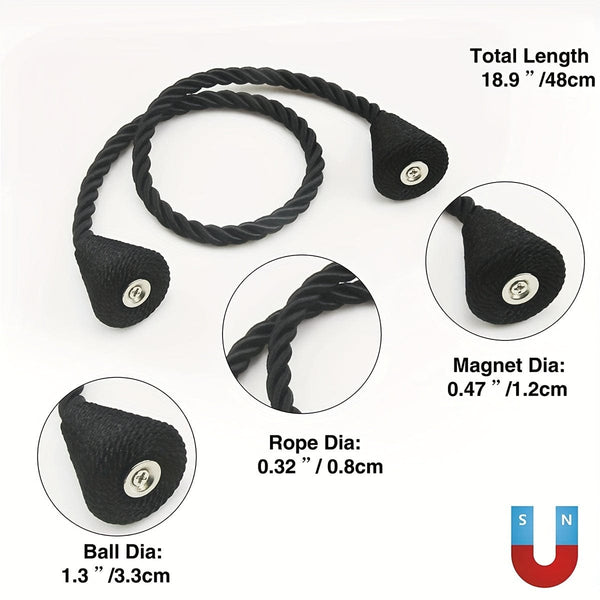 Planet Gates 2pcs Modern Magnetic Curtain Tiebacks - Handmade Weave Holdbacks for Bedroom and Living Room - Easy to Use and Stylish Home Decor