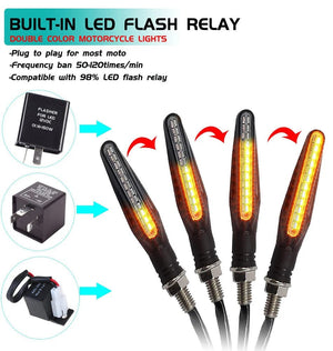 Planet Gates 2PCS Motorcycle Turn Signal Light E11 Mark Built Relay 335SMD Turn Signals Indicator Flashing Light Blinker Universal M10 Bolt