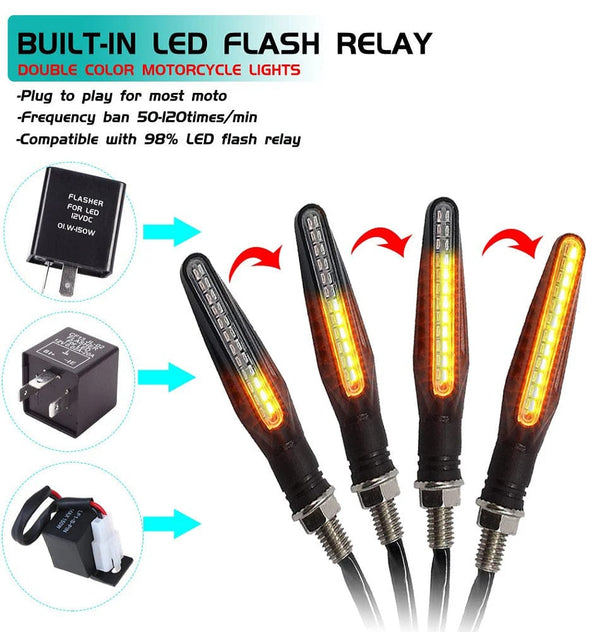 Planet Gates 2PCS Motorcycle Turn Signal Light E11 Mark Built Relay 335SMD Turn Signals Indicator Flashing Light Blinker Universal M10 Bolt