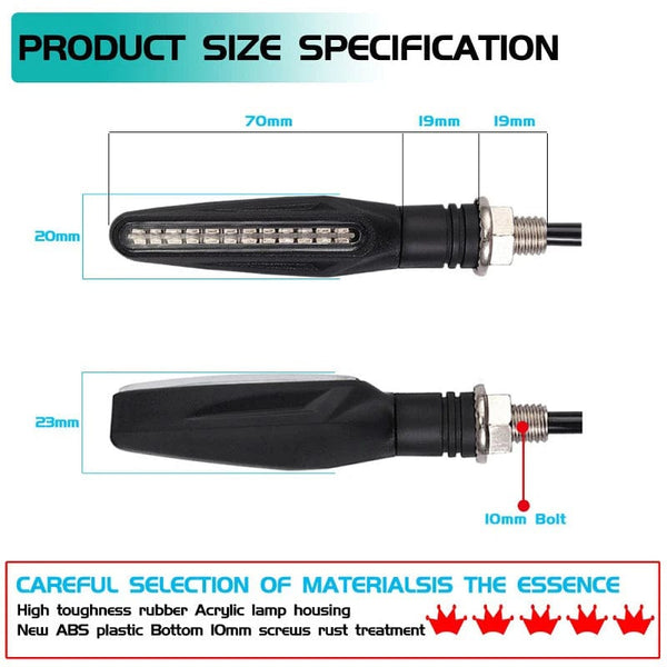 Planet Gates 2PCS Motorcycle Turn Signal Light E11 Mark Built Relay 335SMD Turn Signals Indicator Flashing Light Blinker Universal M10 Bolt