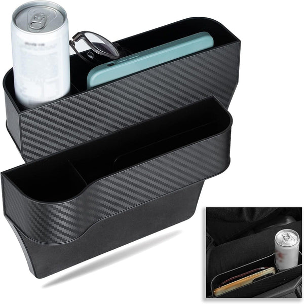 Planet Gates 2pcs Multifunctional Car Seat Organizer, Car Console Side Storage Box With Cup Holders, Car Front Seat Organizer For Holding Phone, Sunglasses