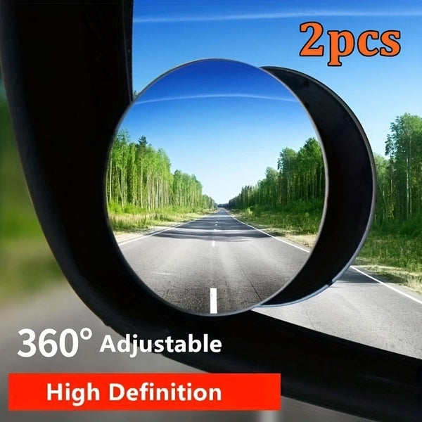 Planet Gates 2pcs New 2pcs Adjustable Car Blind Spot Glass Mirror 360 Degree Side Wide Angle Rearview Mirror Small Rimless Round Mirror Safe Driving