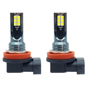 Planet Gates 2Pcs New H8 H16 JP Led H11 9005 HB3 9006 HB4 3030 12SMD Car LED Fog Light Bulbs 6000K White Auto Lamp Day Running Light 12000LM