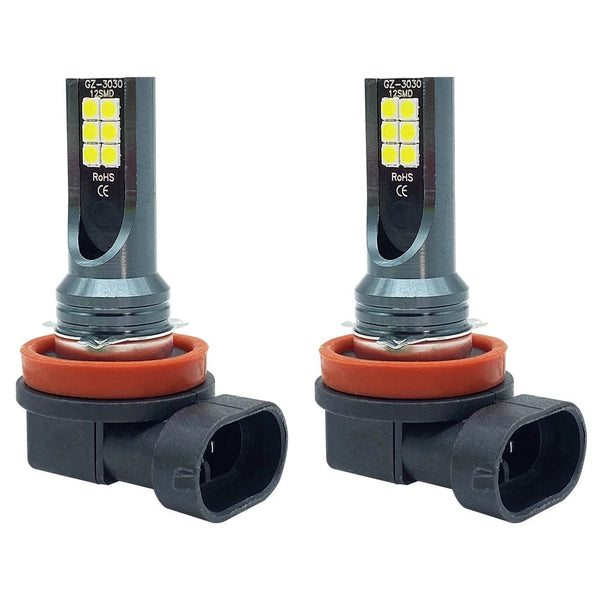 Planet Gates 2Pcs New H8 H16 JP Led H11 9005 HB3 9006 HB4 3030 12SMD Car LED Fog Light Bulbs 6000K White Auto Lamp Day Running Light 12000LM