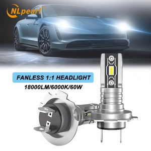 Planet Gates 2pcs NLpearl 2pcs H7 LED Headlight Bulbs 20000LM 60W 6500K White Fog Lamps 5530 Chips LED Fog Light Projector Super High Brightness Car Headlamp Bulbs Waterproof, 1:1 Mini Wireless Without Fan, Plug And Play