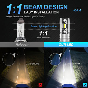 Planet Gates 2pcs NLpearl 2pcs H7 LED Headlight Bulbs 20000LM 60W 6500K White Fog Lamps 5530 Chips LED Fog Light Projector Super High Brightness Car Headlamp Bulbs Waterproof, 1:1 Mini Wireless Without Fan, Plug And Play