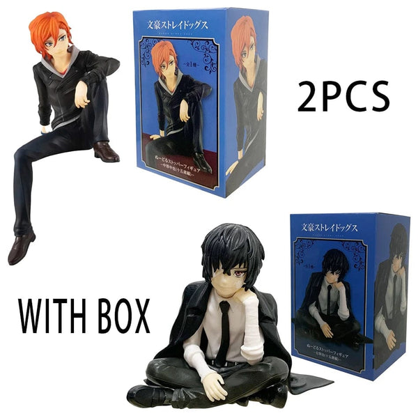 Planet Gates 2pcs No box FuRyu Bungo Stray Dogs 12cm Dazai Osamu Noodles Press Figure Japanese Cartoon Figurines Collection Cute Toys