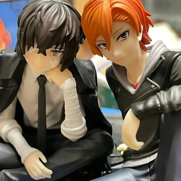 Planet Gates 2pcs No box FuRyu Bungo Stray Dogs 12cm Dazai Osamu Noodles Press Figure Japanese Cartoon Figurines Collection Cute Toys