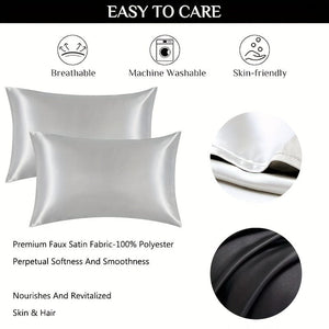 Planet Gates 2pcs Satin Pillowcase, Soft And Smooth Texture, Satin Solid Color Envelope Pillowcases, Reduce Hair Breakage Prevent Wrinkles