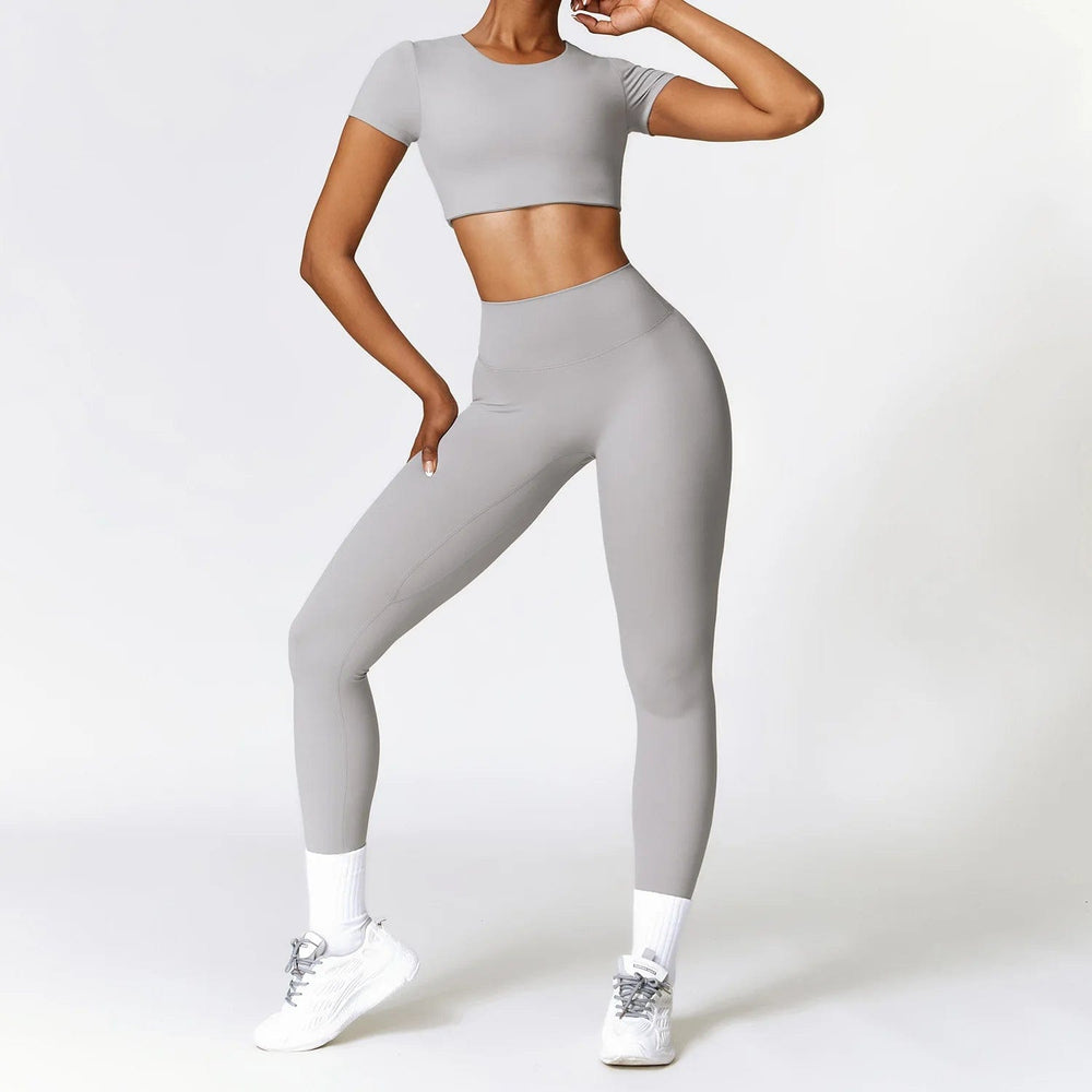 Planet Gates 2PCS Seamless Yoga Set Women Workout Set Sportswear Gym Clothing Fitness Long Sleeve Crop Top High Waist Leggings Sports Suits