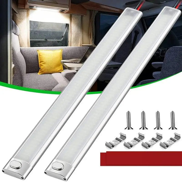 Planet Gates 2pcs Set 2pcs 12v Led Strip Light With On-Off Switch Rv Interior Light Bar 168leds 1700lm 6000k Interior Lighting Ceiling Led Lamp
