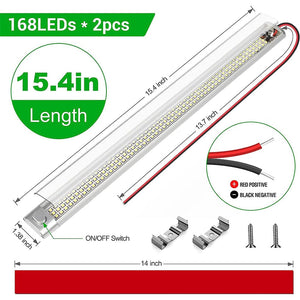Planet Gates 2pcs Set 2pcs 12v Led Strip Light With On-Off Switch Rv Interior Light Bar 168leds 1700lm 6000k Interior Lighting Ceiling Led Lamp