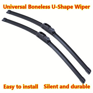 Planet Gates 2pcs/set Automotive Universal Boneless U-shaped Wiper Blade Wiper Rubber Wiper Blade Black