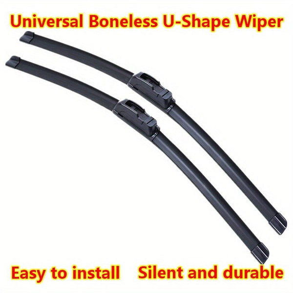 Planet Gates 2pcs/set Automotive Universal Boneless U-shaped Wiper Blade Wiper Rubber Wiper Blade Black