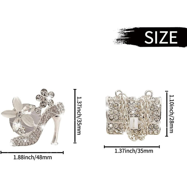 Planet Gates 2pcs Set(high heel shoe + bag) 2pcs Bling High Heel Bag Car Air Fresheners Clips For Women Car Air Outlet Decoration