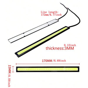 Planet Gates 2pcs/set New COB Car Daytime Running Light Universal 17cm/6.69in Car DRL LED Strip Light External Light Car DRL Light