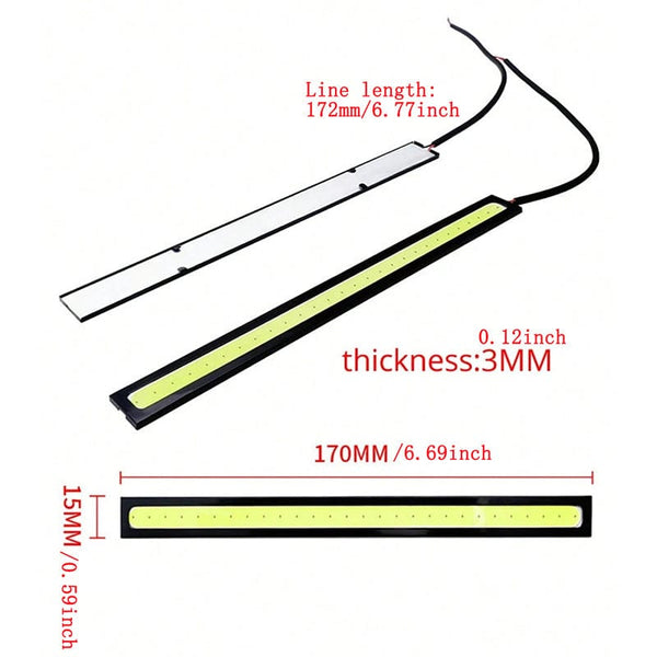 Planet Gates 2pcs/set New COB Car Daytime Running Light Universal 17cm/6.69in Car DRL LED Strip Light External Light Car DRL Light