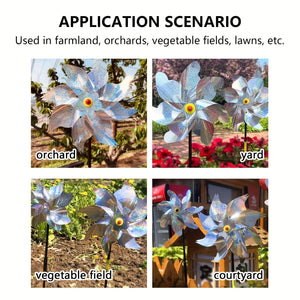 Planet Gates 2pcs Set Of 2 Effective Bird Deterrent, Laser Bird Windmill, Sparkle, Avian Safeguard, Discourage Swallows, Sparrows, Crows, Convenient And Simple To Set Up, Ideal For Orchards, Gardens, Farms, Residential Gardens, Fields