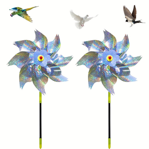 Planet Gates 2pcs Set Of 2 Effective Bird Deterrent, Laser Bird Windmill, Sparkle, Avian Safeguard, Discourage Swallows, Sparrows, Crows, Convenient And Simple To Set Up, Ideal For Orchards, Gardens, Farms, Residential Gardens, Fields