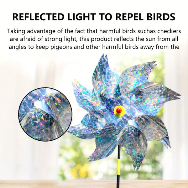 Planet Gates 2pcs Set Of 2 Effective Bird Deterrent, Laser Bird Windmill, Sparkle, Avian Safeguard, Discourage Swallows, Sparrows, Crows, Convenient And Simple To Set Up, Ideal For Orchards, Gardens, Farms, Residential Gardens, Fields