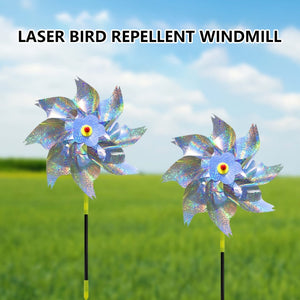 Planet Gates 2pcs Set Of 2 Effective Bird Deterrent, Laser Bird Windmill, Sparkle, Avian Safeguard, Discourage Swallows, Sparrows, Crows, Convenient And Simple To Set Up, Ideal For Orchards, Gardens, Farms, Residential Gardens, Fields