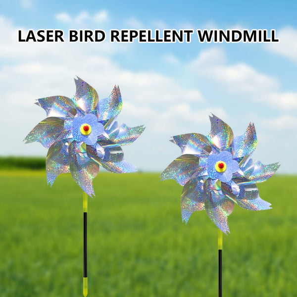 Planet Gates 2pcs Set Of 2 Effective Bird Deterrent, Laser Bird Windmill, Sparkle, Avian Safeguard, Discourage Swallows, Sparrows, Crows, Convenient And Simple To Set Up, Ideal For Orchards, Gardens, Farms, Residential Gardens, Fields