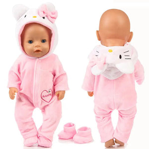 Planet Gates 2pcs/set Suit+Shoes Dolls Outfit For 43cm Baby Doll Cute Jumpers Rompers 17 Inch Doll Clothes，doll accessory.