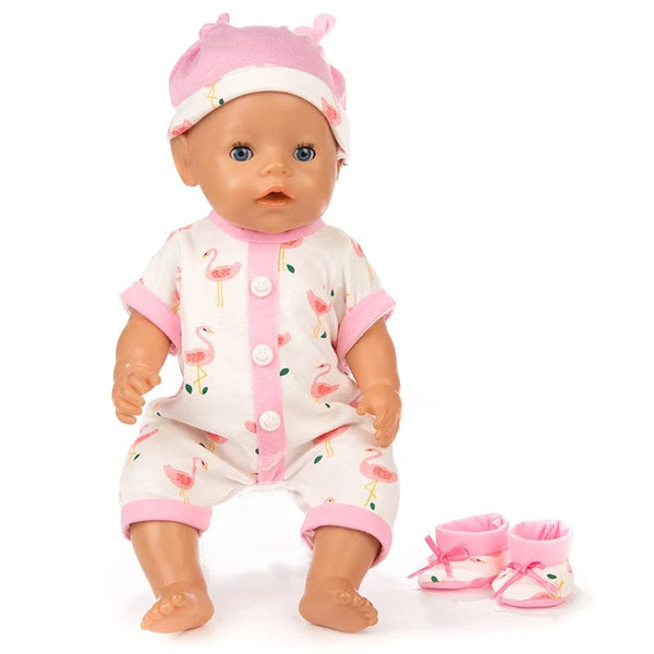 Planet Gates 2pcs/set Suit+Shoes Dolls Outfit For 43cm Baby Doll Cute Jumpers Rompers 17 Inch Doll Clothes，doll accessory.