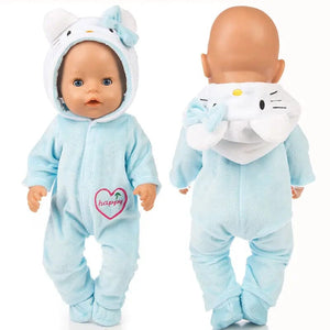 Planet Gates 2pcs/set Suit+Shoes Dolls Outfit For 43cm Baby Doll Cute Jumpers Rompers 17 Inch Doll Clothes，doll accessory.