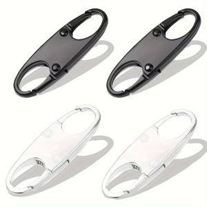 Planet Gates 2pcs Silvery & Black 4PCS Double Small Carabiner Clips, S-shaped Carabiner, Keychain, Small Alloy Snap Hook Zipper Clip For Fishing/Camping/Outdoor, Zipper Lock, Zipper Pull Replacement, Connectors Zipper Clips, Theft Deterrent