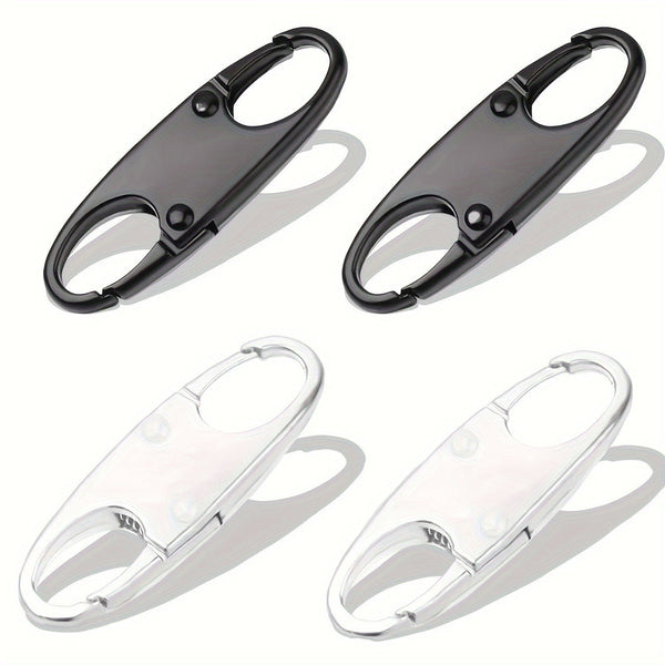 Planet Gates 2pcs Silvery & Black 4PCS Double Small Carabiner Clips, S-shaped Carabiner, Keychain, Small Alloy Snap Hook Zipper Clip For Fishing/Camping/Outdoor, Zipper Lock, Zipper Pull Replacement, Connectors Zipper Clips, Theft Deterrent